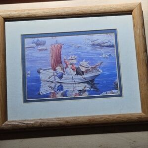 Framed Nautical Art Print with Wooden Frame Brian Paterson "Land Ahoy"